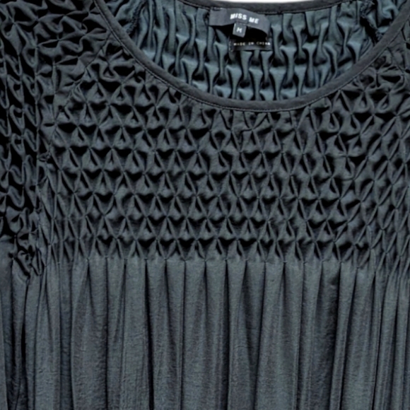 Miss Me Black Long Sleeve Drop-Waist Smocked Blouson Dress Size Medium - Picture 4 of 8